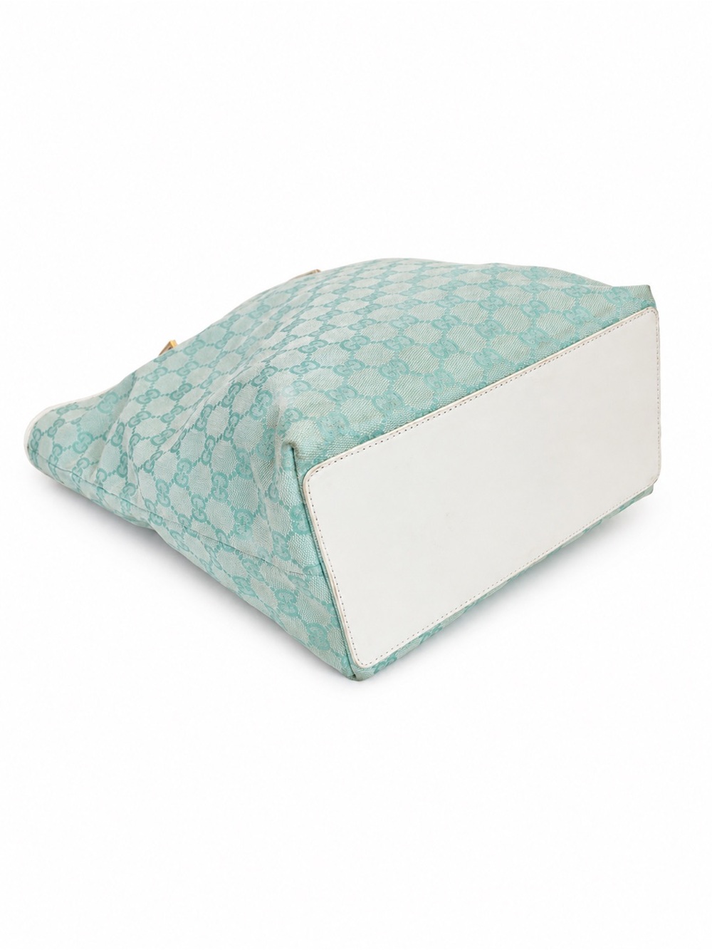 Gucci Mint Green GG Canvas Tote with White Trim - Picture 6 of 10